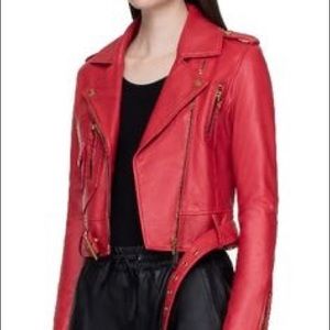 Rudsak Merida Red Leather Biker Jacket